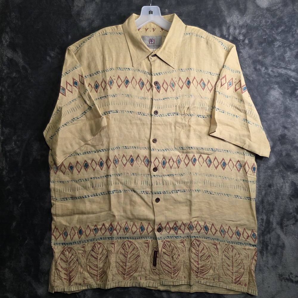 The Territory Ahead Shirt Mens XL Aztec Southwestern Linen Camp Button Up